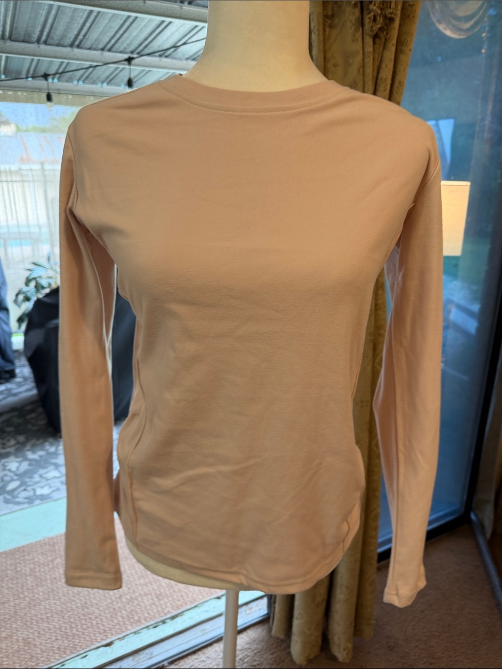 Women’s Long Sleeve Crewneck Top - Blush Pink